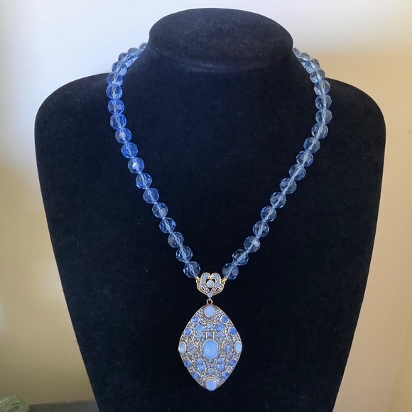 Heidi Daus Set Crystal Blue Locket Necklace & Earrings - Picture 15 of 15